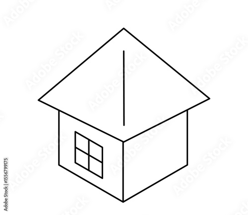 シンプルな家のアイソメイラスト　ベクター
