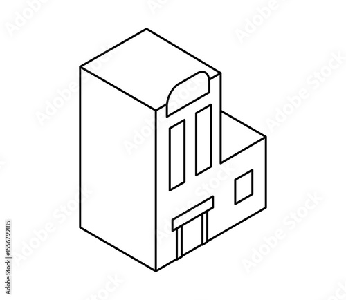 シンプルなビルのアイソメイラスト　ベクター

