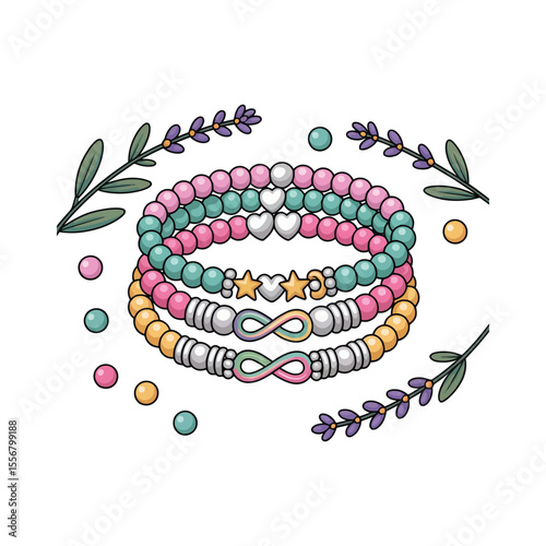 Handcrafted Multicolored Bead Bracelets with Unique Charms for Gift Ideas