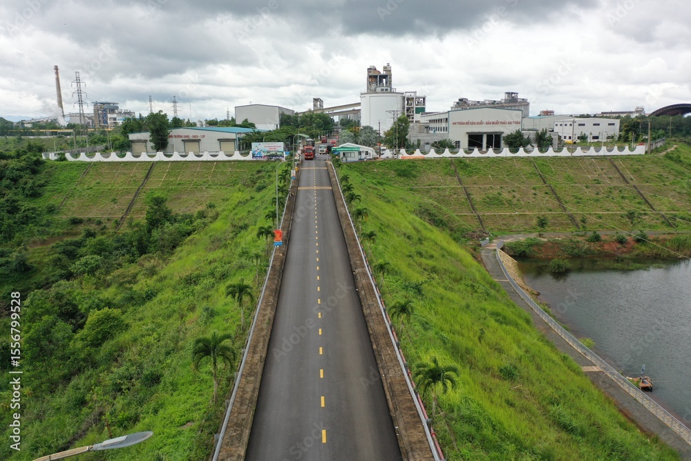 Fototapeta premium Construction site and aluminum bauxite mining plant