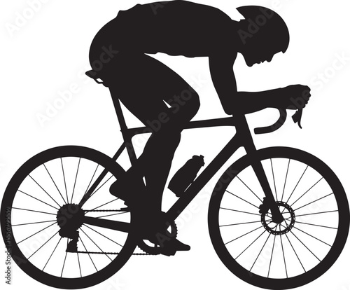 Black Silhouette Cyclist Riding Road Bicycle Active Sportsman Fitness Athlete Competition Training roadbike