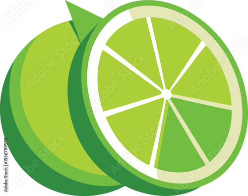 Lime slices with juicy green pulp on transparent background