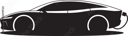 Black Silhouette Electric Car Charging Station Side View Aerodynamic Design vehicle automobile