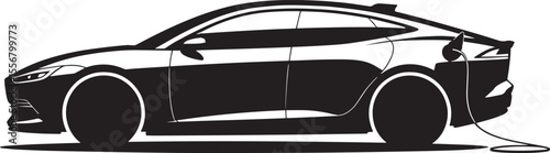 Black Silhouette Electric Car Charging Station View Rear Three Quarter Angle vehicle automobile