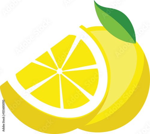 Lemon wedges with bright yellow segments on transparent background