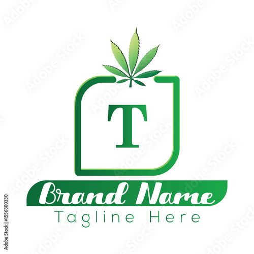 Eco-friendly green leaf logo, a natural symbol for organic and bio-based business concepts, Hemp T logo design