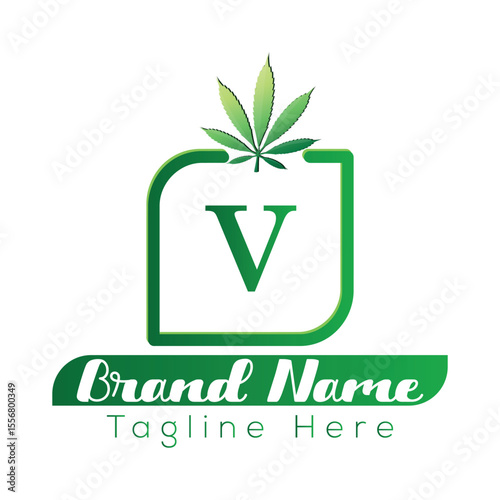Eco-friendly green leaf logo, a natural symbol for organic and bio-based business concepts, Hemp V logo design