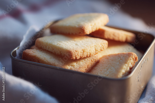 Scottish shortbread in rustic tin