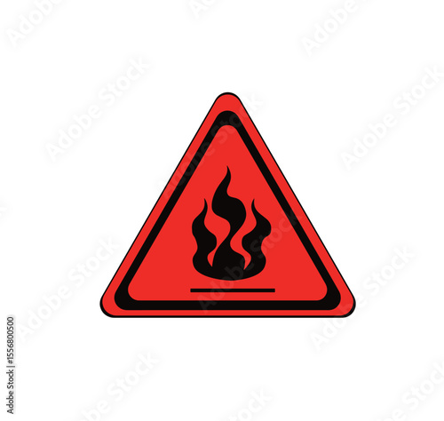 Red Triangular Warning Sign with Fire Icon