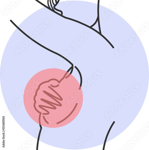 Woman with severe pain in the left breast region