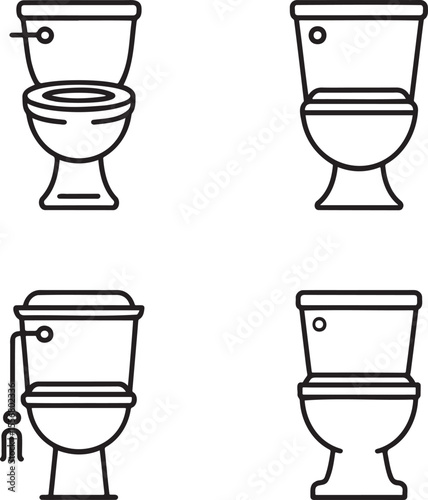 High commode Outline set vector illustration isolated On Transparent Background