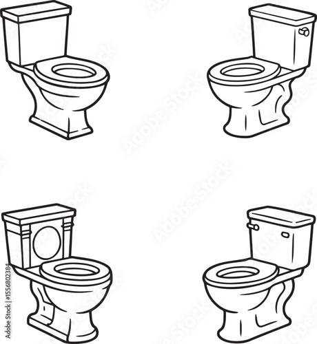 High commode Outline set vector illustration isolated On Transparent Background