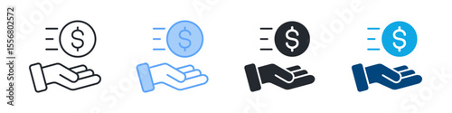 Payment Icon Set Multiple Style. Designed In Outline, Blue, Glyph, Dual Tone