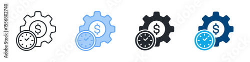 Efficiency Icon Set Multiple Style. Designed In Outline, Blue, Glyph, Dual Tone