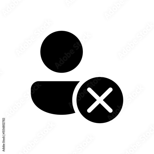 Person icon with a circle and an x symbol indicating removal or deletion of the user profile image icon