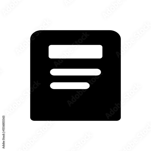 Illustration of a black notebook with rounded corners and white rectangular and oval shapes on the cover