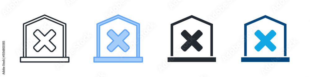 Out Of Stock Icon Set Multiple Style. Designed In Outline, Blue, Glyph, Dual Tone Out Of Stock Icon Set Multiple Style. Designed In Outline, Blue, Glyph, Dual Tone