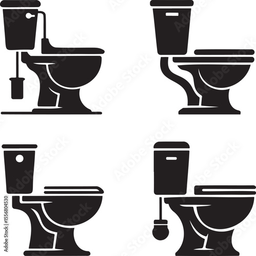 High commode silhouette set vector illustration isolated On Transparent Background