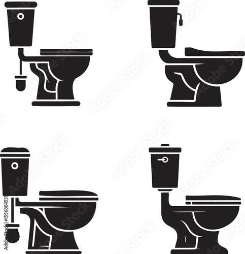High commode silhouette set vector illustration isolated On Transparent Background