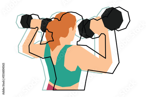 A woman is exercising using dumbbells illustration design