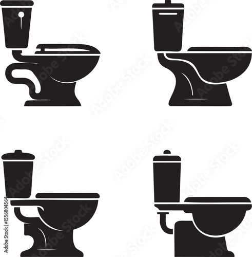 High commode silhouette set vector illustration isolated On Transparent Background