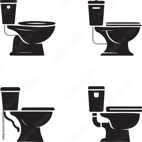 High commode silhouette set vector illustration isolated On Transparent Background