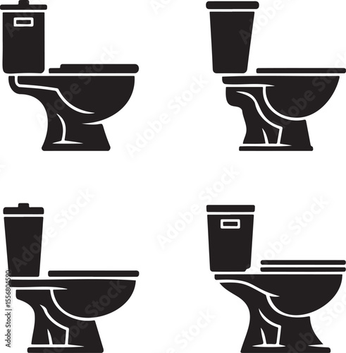 High commode silhouette set vector illustration isolated On Transparent Background