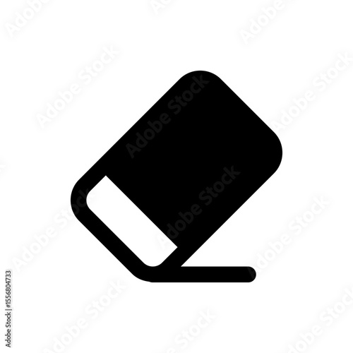 Illustration of a black eraser tool with a white erasing surface on a white background design element