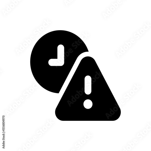 Clock icon with warning sign indicating a time related error or urgent time sensitive notification alert