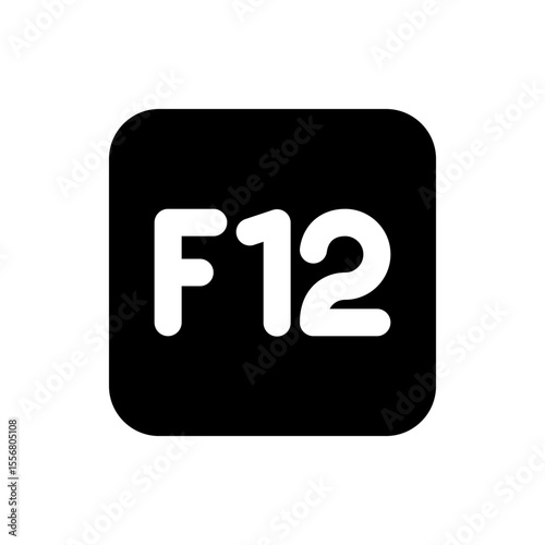 Illustration of a black rounded square with the white text f12 centered within the shape design element