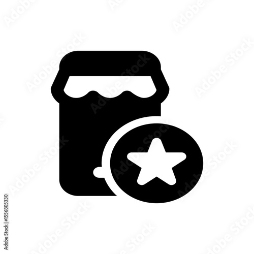 Black jar with a lid and a star in a circle icon representing a favorite item or a special selection