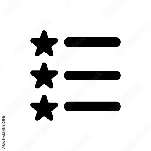 Illustration of a list with three star icons on the left and three horizontal bars on the right side