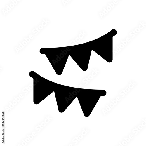 Two black banner pennant strings hanging diagonally for celebration or decoration with triangular flags design
