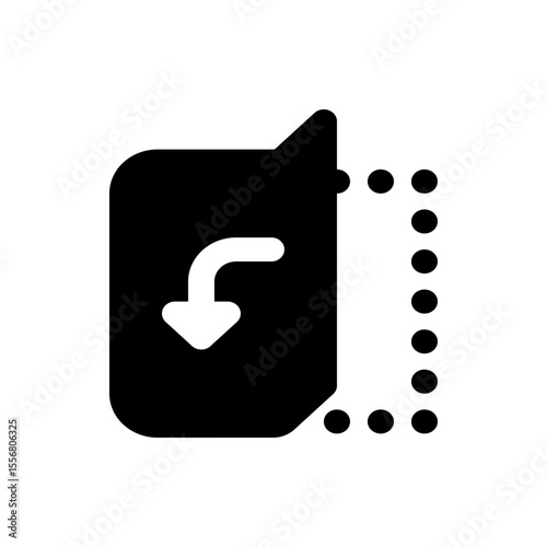 A black and white graphic icon showing a document with an arrow and a dotted selection area on the right side