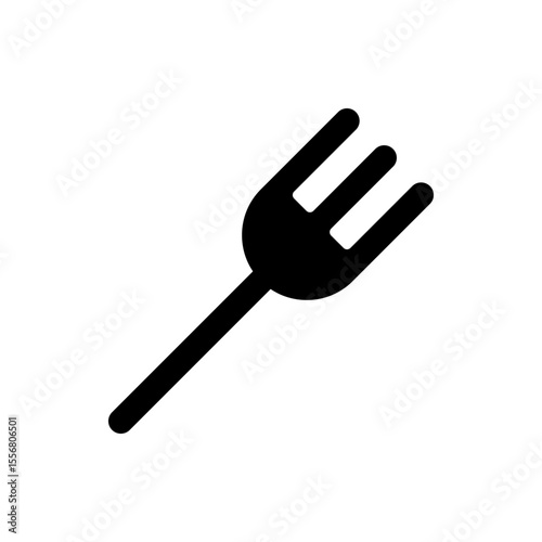 A simple black and white illustration of a fork with three tines on a plain white background design image