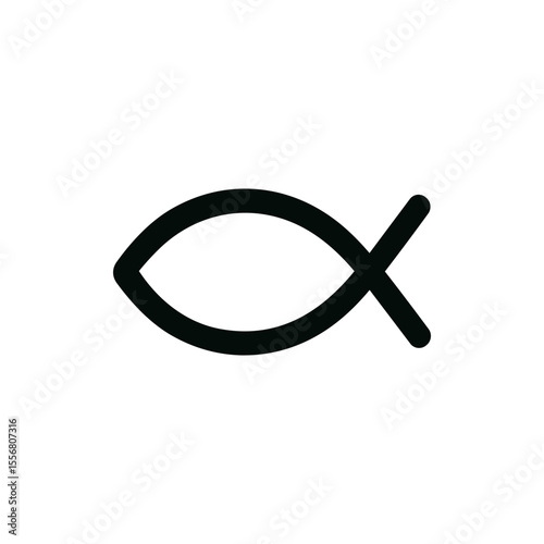 Simple Outline Christian Fish Symbol Minimalist Religious Sign Icon