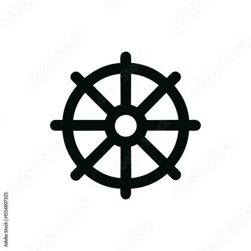 Simple Lineart Dharma Wheel Eight Spokes Buddhism Symbol Icon Sign
