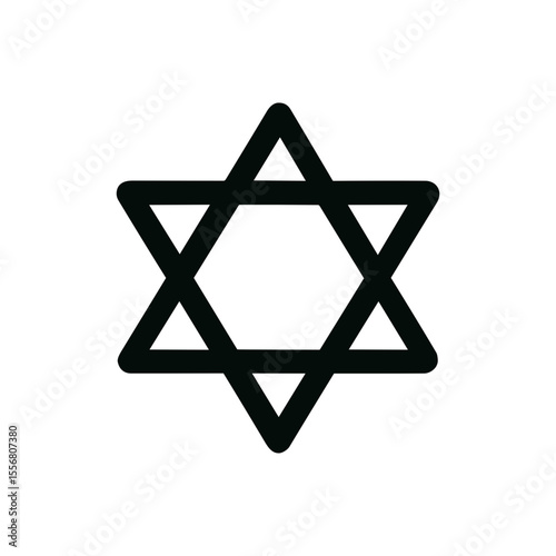 Simple Line Style Star of David Outline Religious Symbol Icon
