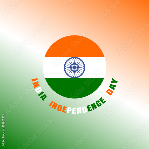 15 august india independence day badge with indian flag