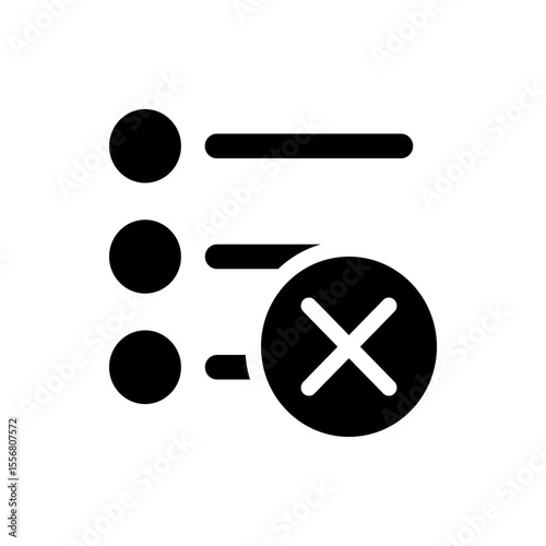 List with bullet points and horizontal lines with a circle and cross mark indicating removal of items 100