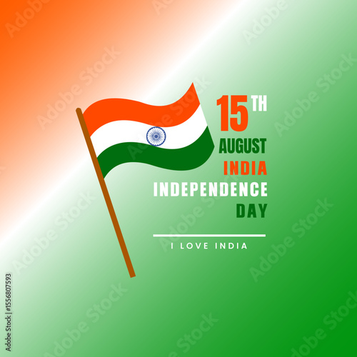 15 august independence day celebration with waving indian flag