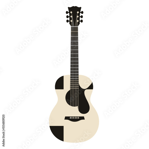 Abstract acoustic guitar illustration in minimalistic style  