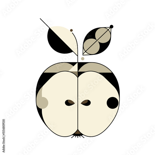 Abstract apple shape design with minimalistic facial features  