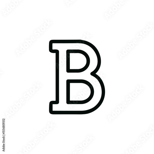 Simple Bold Outline Letter B Initial Monogram Graphic Alphabet