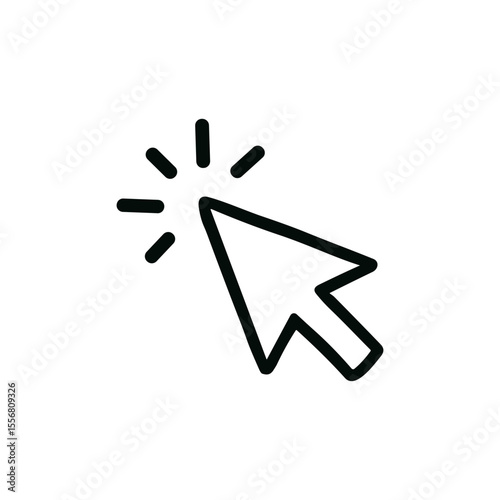 Simple Outline Click Cursor Arrow Icon with Sparkles Graphic Element