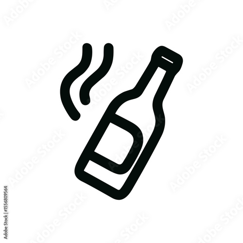 Minimalist Outline Molotov Cocktail Bomb Line Style Icon Illustration