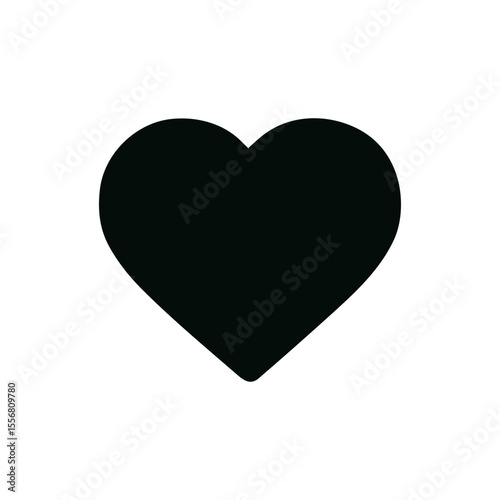 Simple Solid Black Heart Shape Icon Symbol for Love and Romance