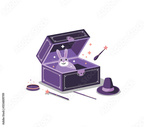 Magic box vector illustration. Flat vector.