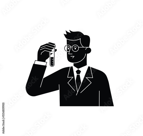 Scientist icon vector in black color with white background.