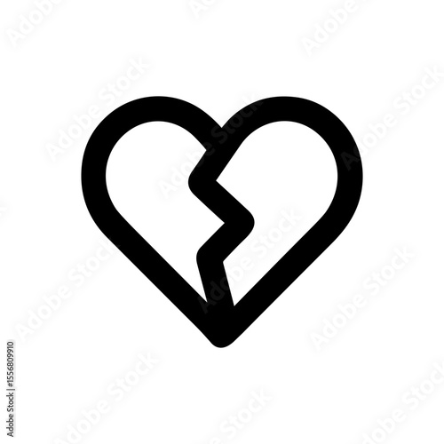 Simple Line Broken Heart Outline Shape Symbol Icon Graphic Element